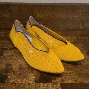 Womens Rothy's Pointed Flat, Mustard, size 9.5